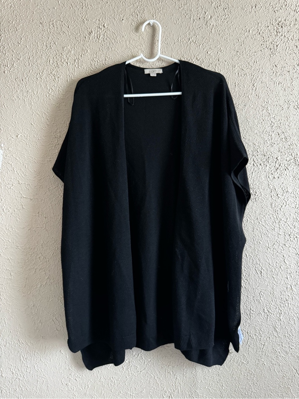 LOFT Black Open-Front Lightweight Cardigan